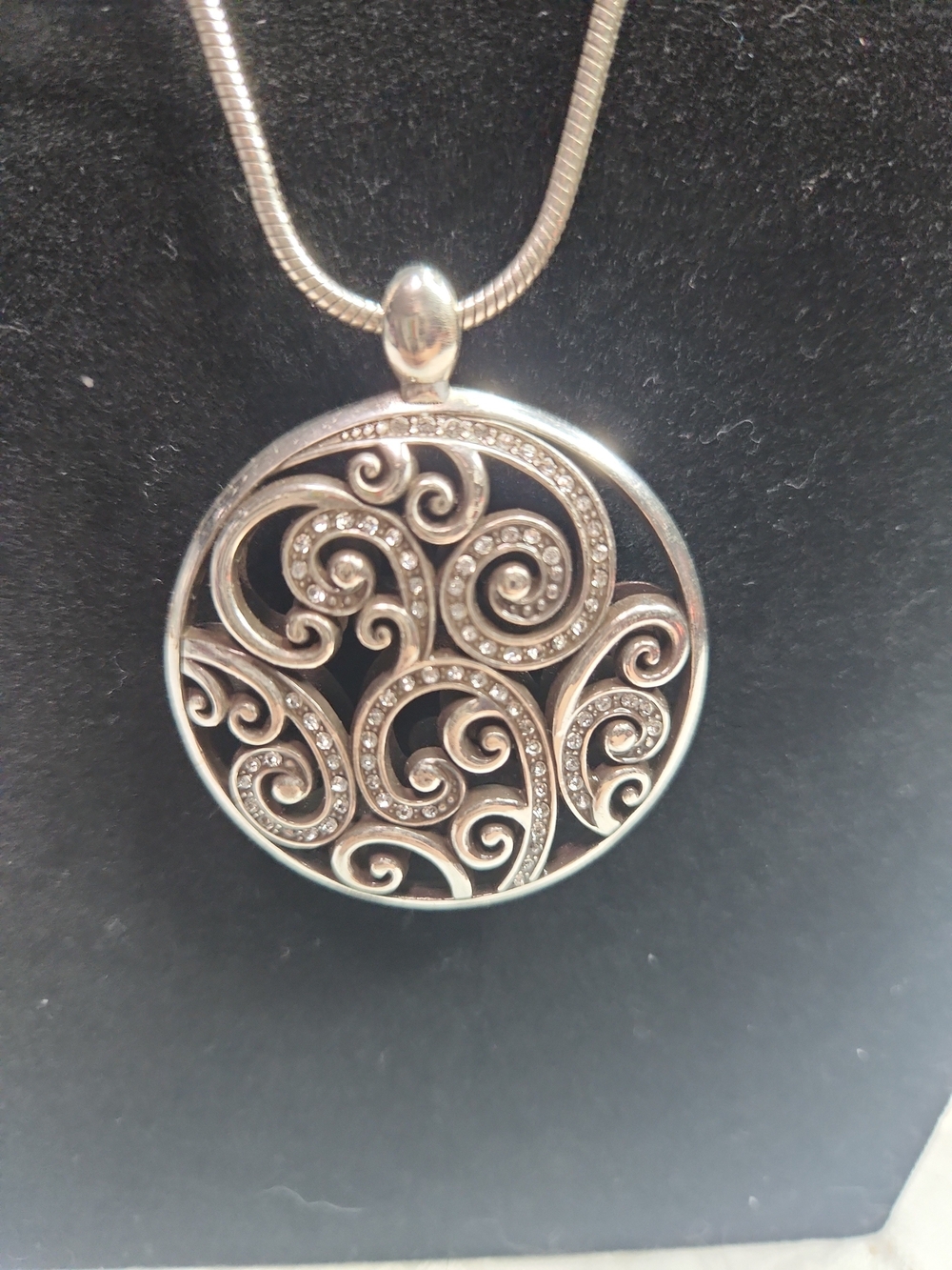 Brighton Swirl Pendant Necklace with Clear Crystal Accents -